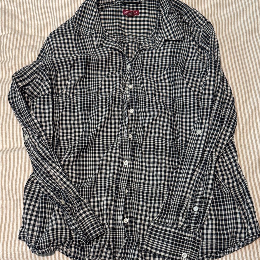 Merona Black and White Checkered Button Down Shirt